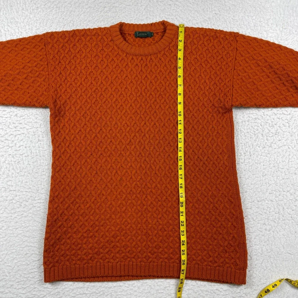 J. Crew Wool Sweater Womens Large Burnt Orange Diamond Cable Knit‎ Crew Classic